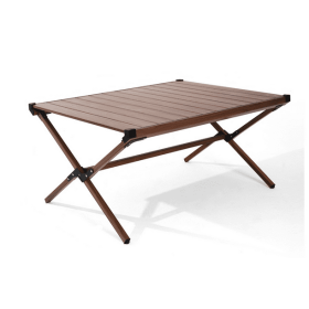 Aluminum Roll-Top Camping Table, Dark Brown (Color: brown)